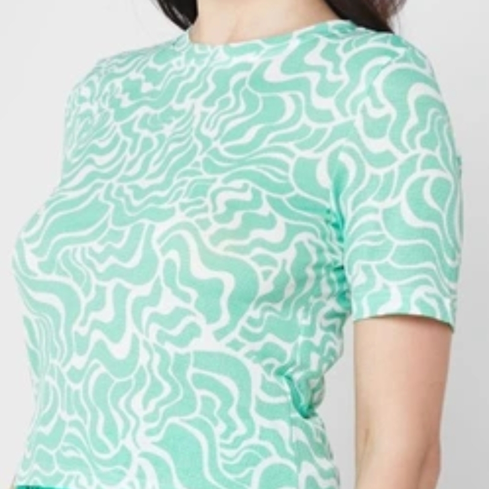 Vero Moda Aqua Swirl Short Sleeve Top And Skirt Set